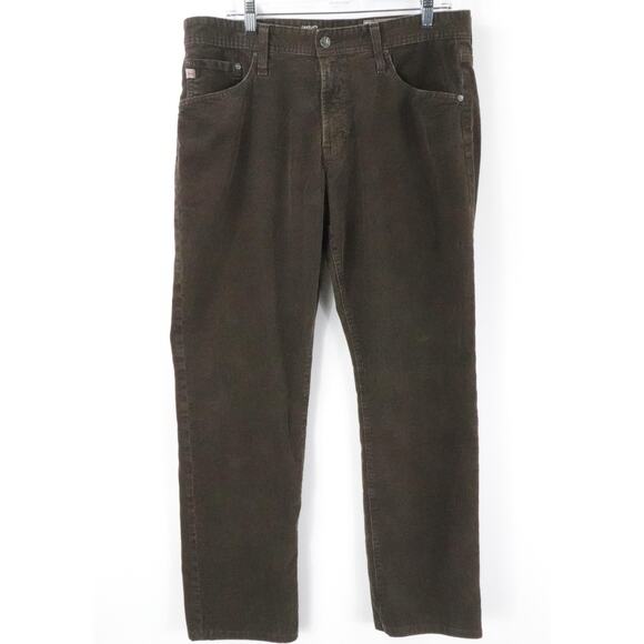 AG Adriano Goldschmied Pants Mens 34x30 Brown Corduroy Graduate Tailored Leg - Picture 1 of 16